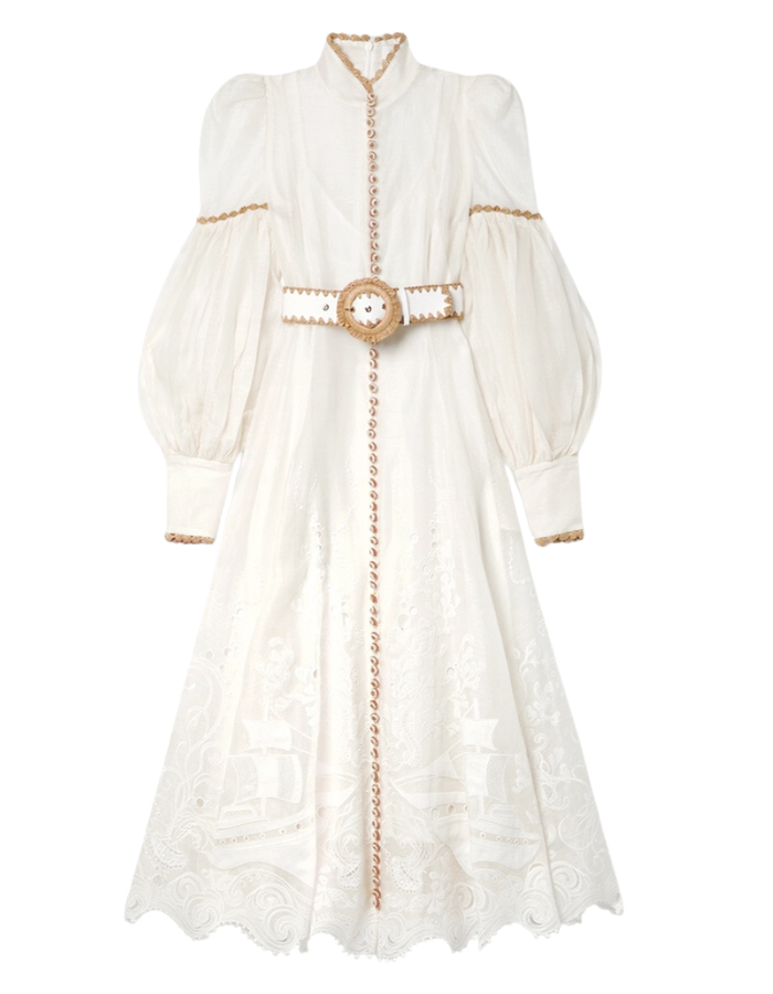 Vestido feminino branco bordado à mão em linho italiano com flores  coloridas– Mexiarts